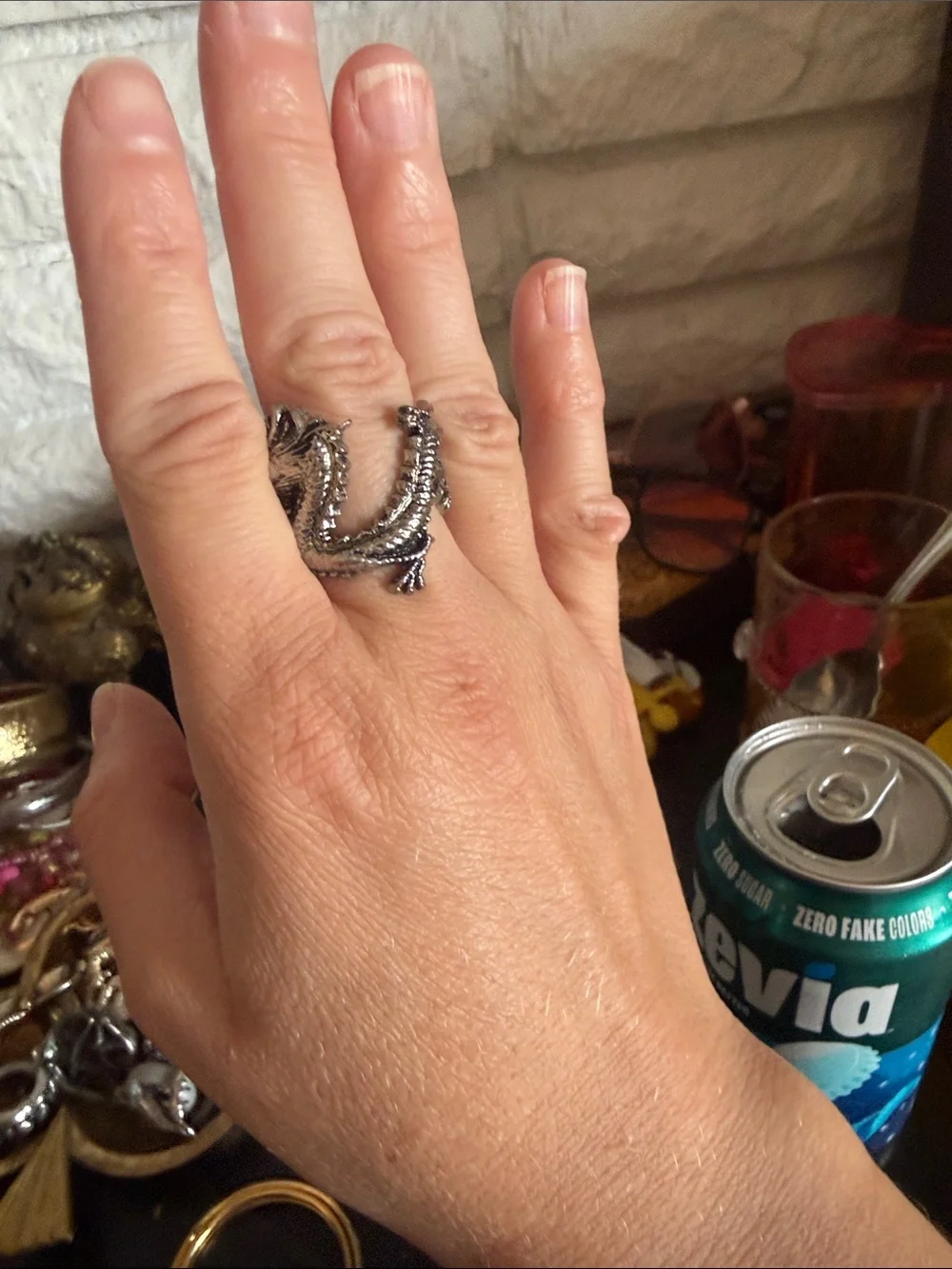 Silver Dragon Statement Ring - Women's Silver Jewelry